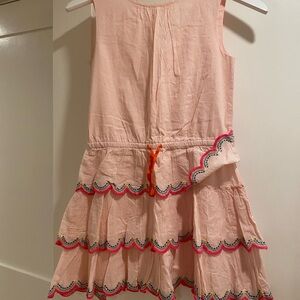 Mini Boden Light Pink Tiered Dress with Colorful Trim